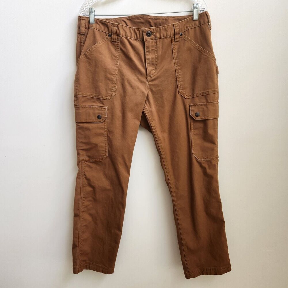 Duluth Trading Pants Womens 14x29 Brown Cargo Hiking Outdoor Stretch Work Grunge